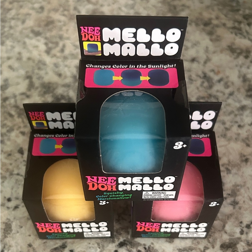Needoh 3 PACK Mello Mallo Schylling Pink Yellow & Blue